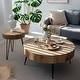 preview thumbnail 2 of 5, COZAYH 2-Piece Farmhouse Living Room Coffee Table Set, Nesting Coffee Table Round Natural Wood Finish