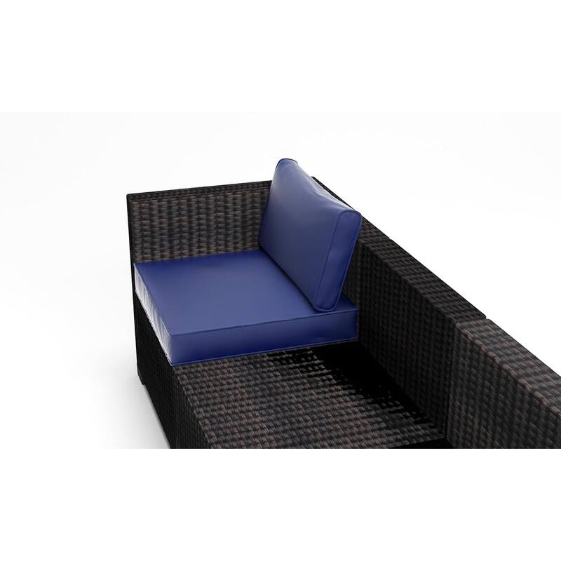 6-Piece PE Rattan Patio Sectional Set, Weather-Resistant Furniture, Retractable Canopy, Adjustable Backrest, Outdoor