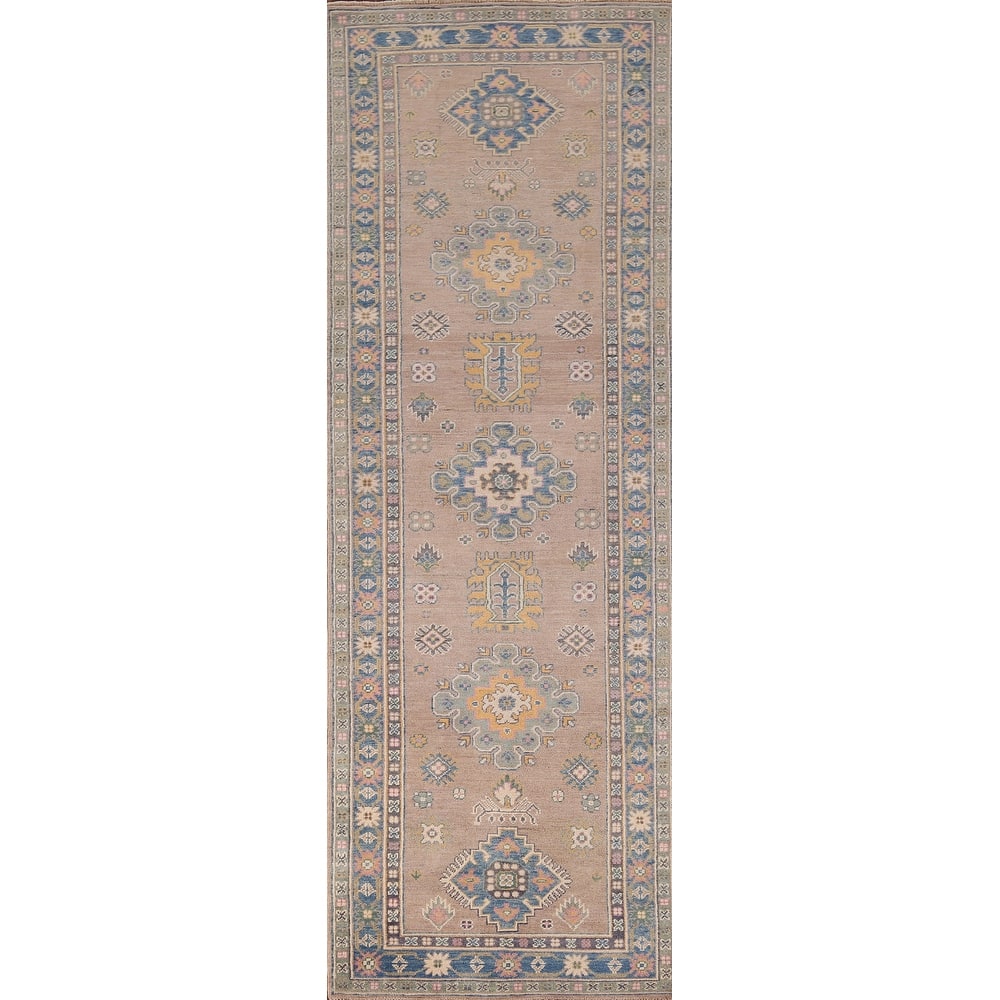 Traditional Brown Kazak Runner Rug Hand-Knotted Wool Carpet - 2'10" x 9'5"