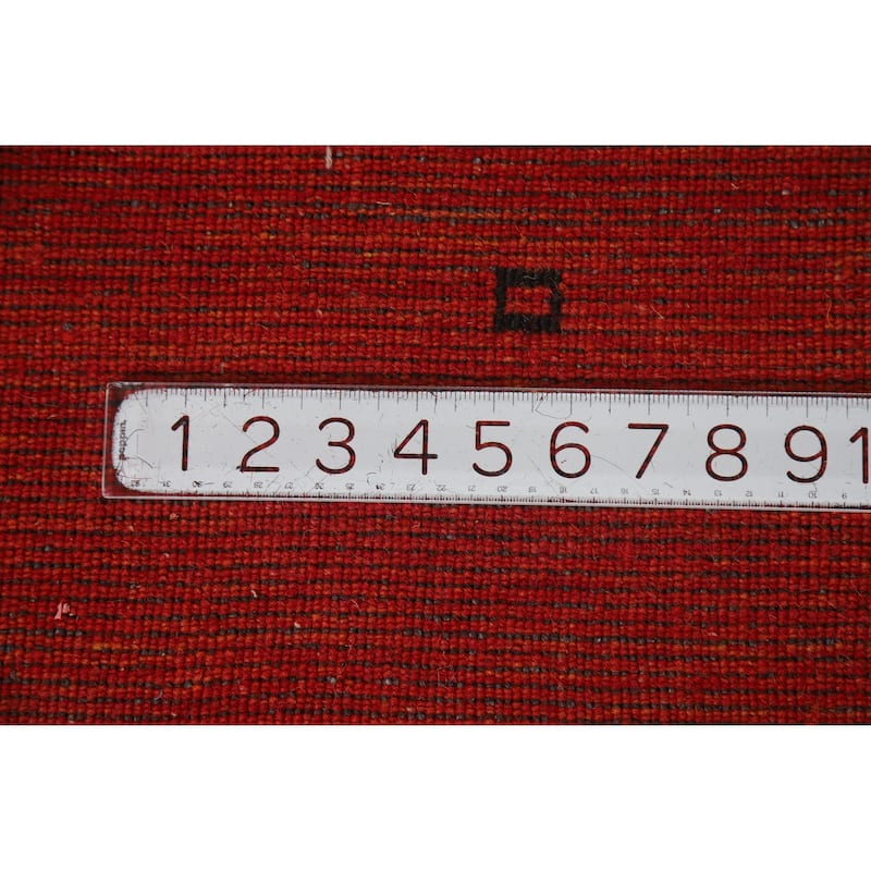 Orange Gabbeh Indian Area Rug Handmade Tribal Wool Carpet - 4'11" x 7'10"