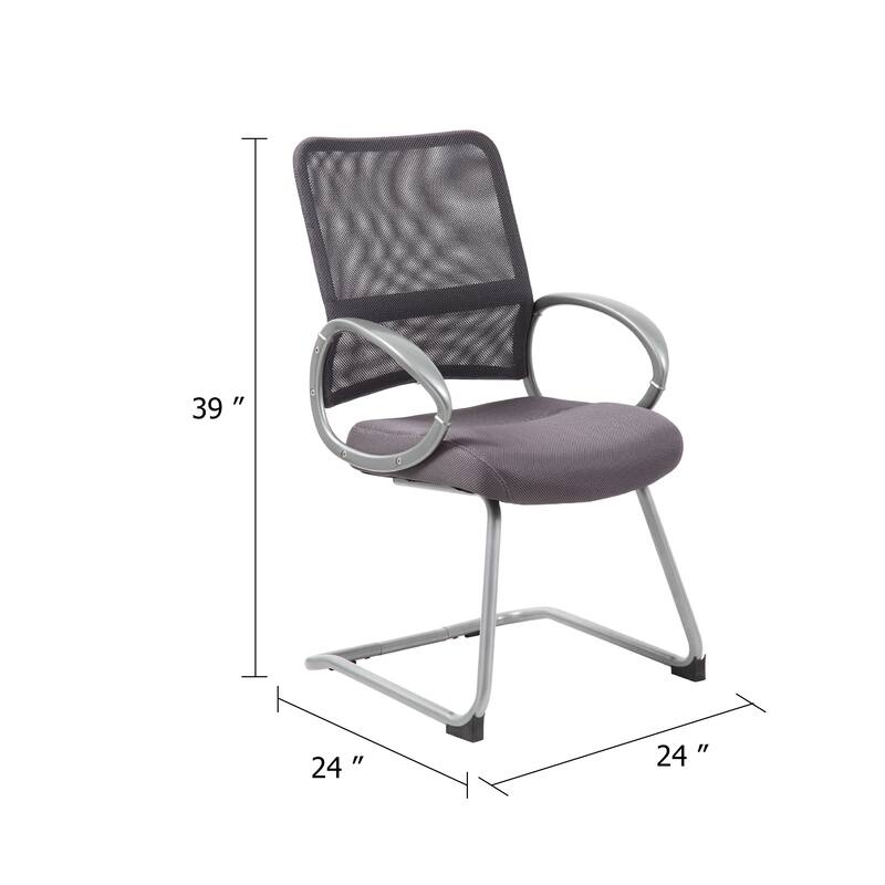 Toi Guest Armchair, Charcoal Gray Mesh, Pewter Cantilever Frame