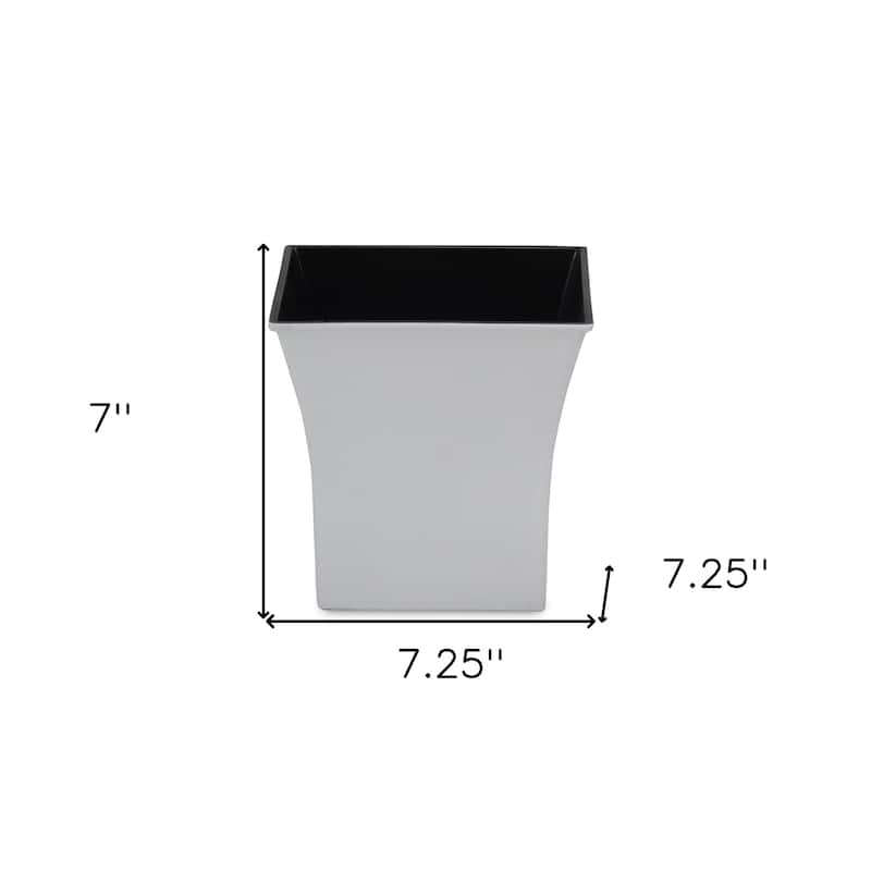 HomeRoots 7" White Recycled Plastic Indoor Outdoor Square Pot Planter