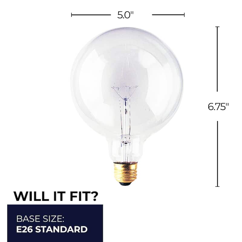 Bulbrite Multi Pack of Dimmable Clear Globe Incandescent Bulb