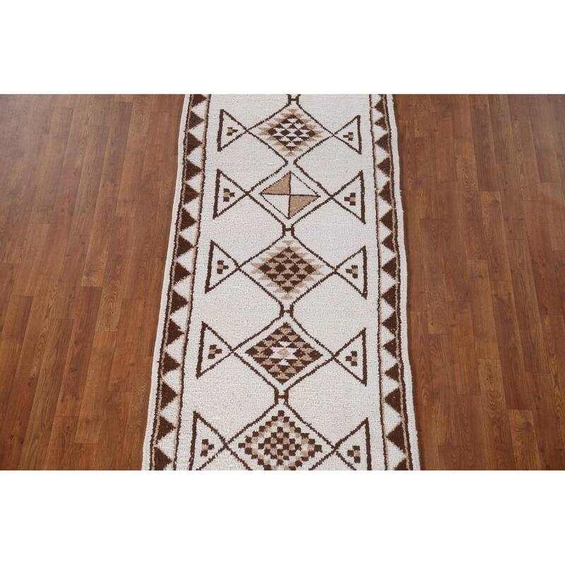 Plush Turkish Anatolian Runner Rug Hand-knotted Oriental Wool Carpet - 3'1"x 10'1"