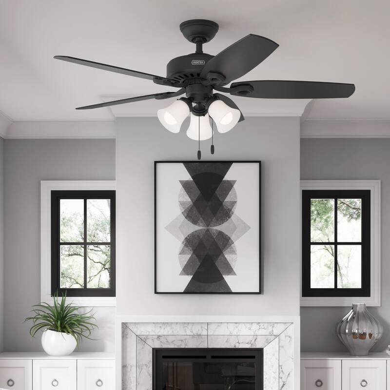 Hunter 52" Builder Ceiling Fan with LED Light Kit and Pull Chain - DC Motor - Casual, Traditional - ENERGY STAR