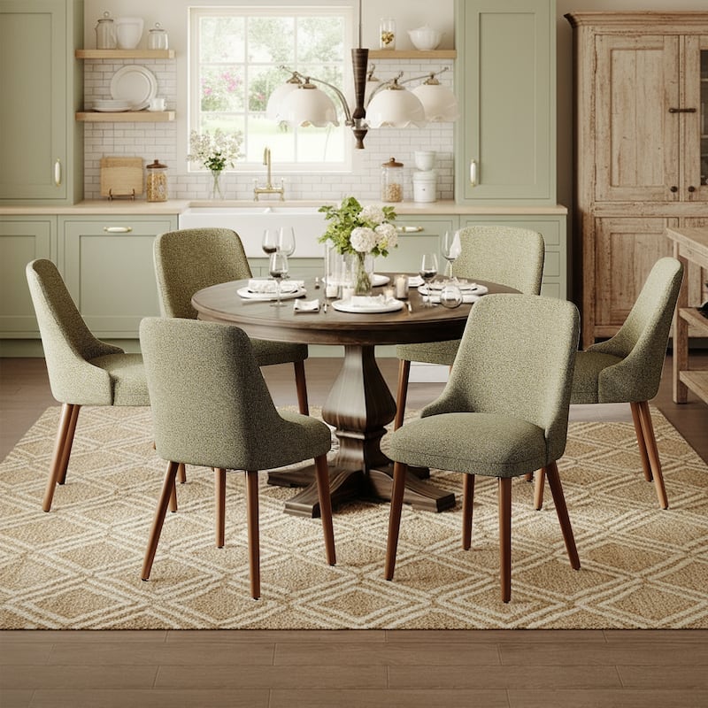 High Back Dining Chairs Upholstered Padded Kitchen Chairs Wood Legs for Restaurant Cafe