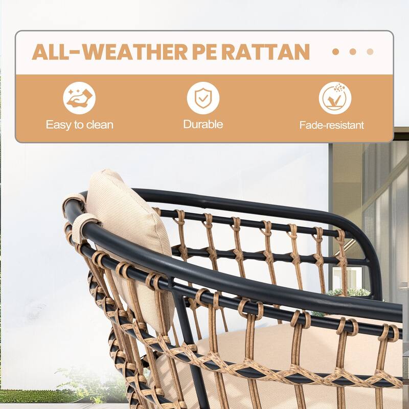 7/9/11-Piece Set Outdoor Aluminum Dining Table with Umbrella Hole and PE Rattan Chairs