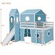 preview thumbnail 13 of 34, Twin/Full Size Loft Bed with Slide,Solid Wood Playhouse Bed Frame with Tent and Tower Design
