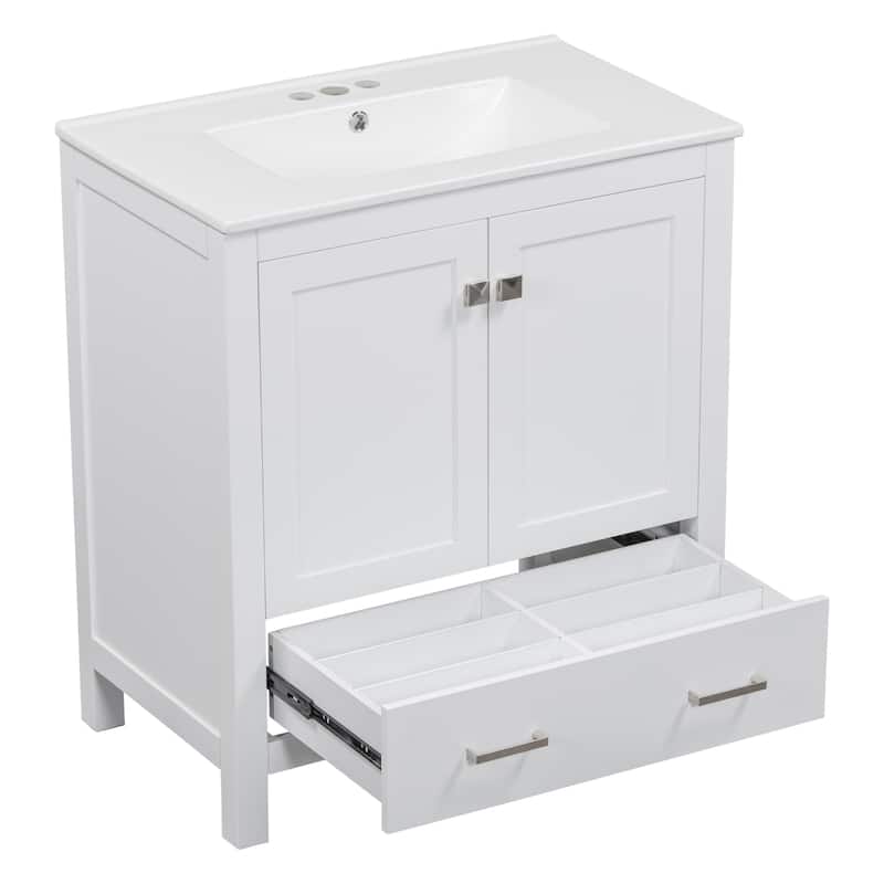 Roomfitters 30" Bathroom Vanity with Undermount Sink, Solid Wood Frame, 2 Soft-Close Doors and Drawer