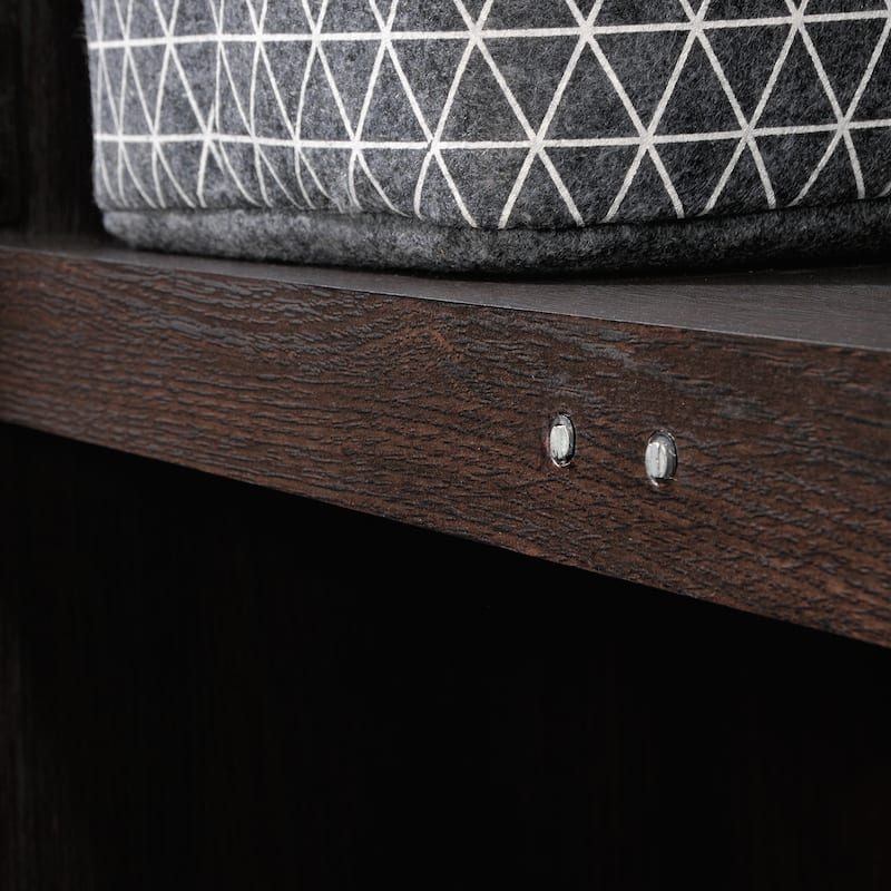 Wood Storage Cabinet with Fixed Shelves, Brown - 30.71"W x 17.21"D x 68.82"H