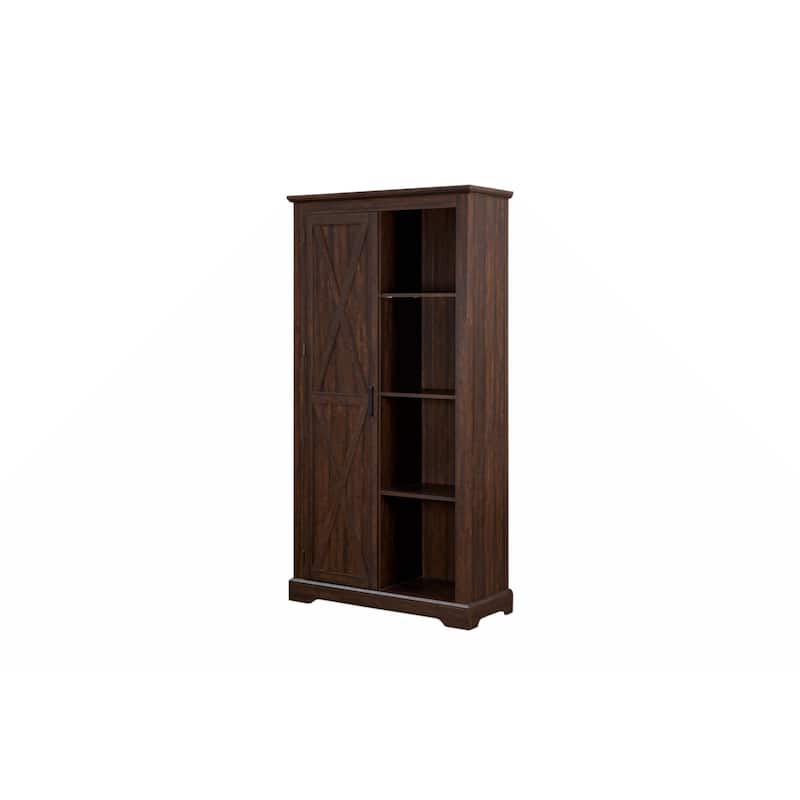 Tall Storage Cabinet Barn Door Storage Country Wood Rustic Farmhouse Pantry Cupboard Sliding Door