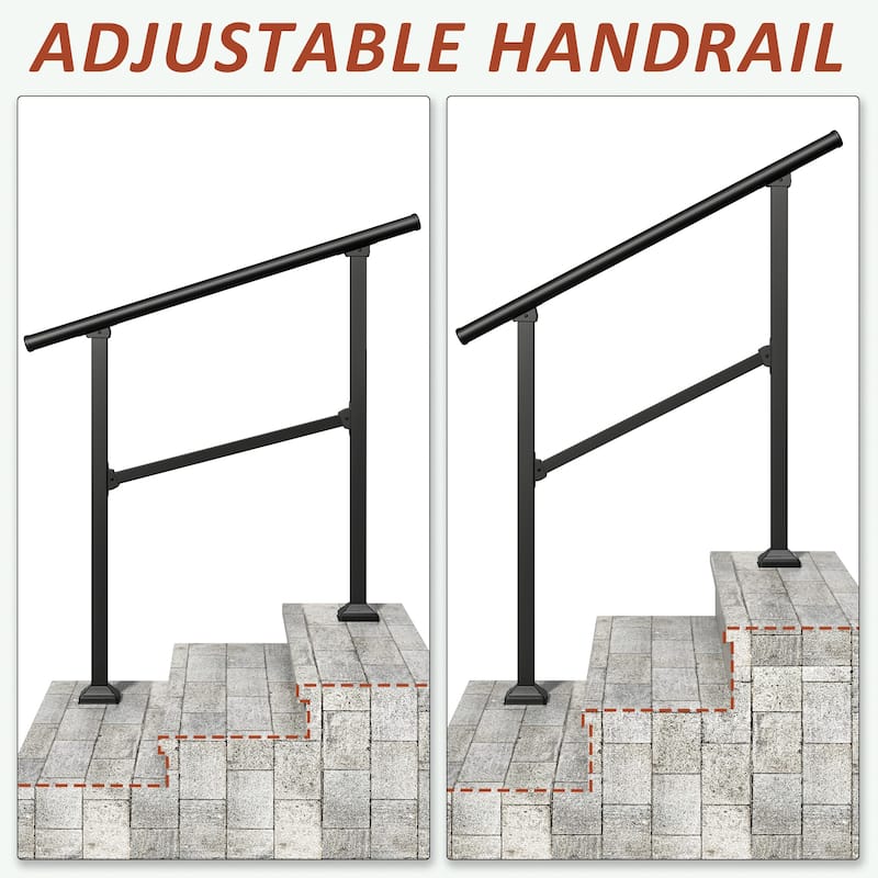 Hand Rails for Outdoor Steps, 4-5 Step Handrail 2 Pack