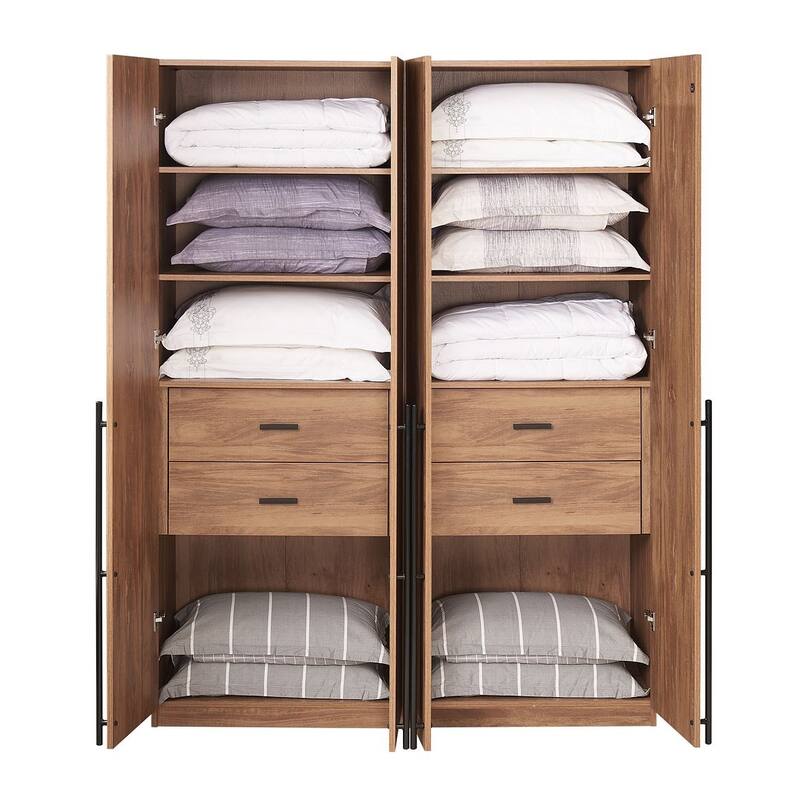 Manhattan Comfort Lee Modern 1.0 Freestanding Wardrobe Closet Armoire Set of 2