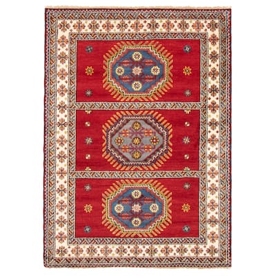 ECARPETGALLERY Hand-knotted Royal Kazak Red Wool Rug - 5'9 x 7'10