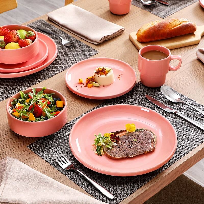 LOVECASA 16-Piece Round Dinnerware Set Stackable, Service for 4