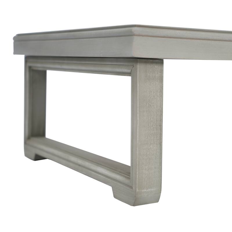 Roomfitters Outdoor Patio Coffee Table with Slatted Wood Design, Weather-Resistant Frame