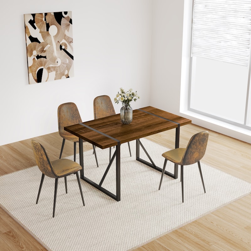 Mid Century Wooden Kitchen Table Set for Restaurant 5 Piece Sets