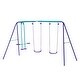preview thumbnail 3 of 7, Metal Swing Set with Glider,Two Swing Seats and Adjustable Height,Outdoor Heavy Duty A-Frame Suitable for Playground - Purple