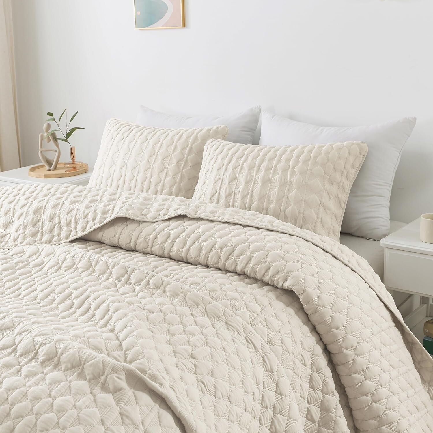 3 Pieces Quilt Bedding Sets with Pillow Shams Quilted Blanket Thin Comforter Bed Cover