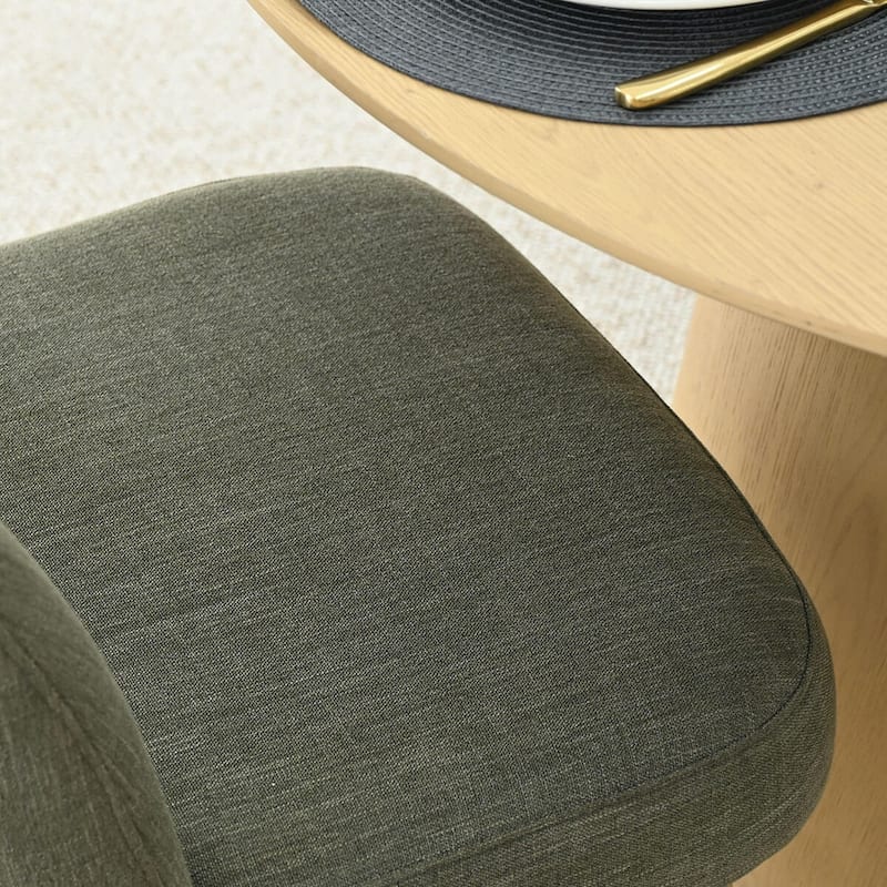 Modern Linen-Blend Parsons Dining Chairs with Solid Wood Legs