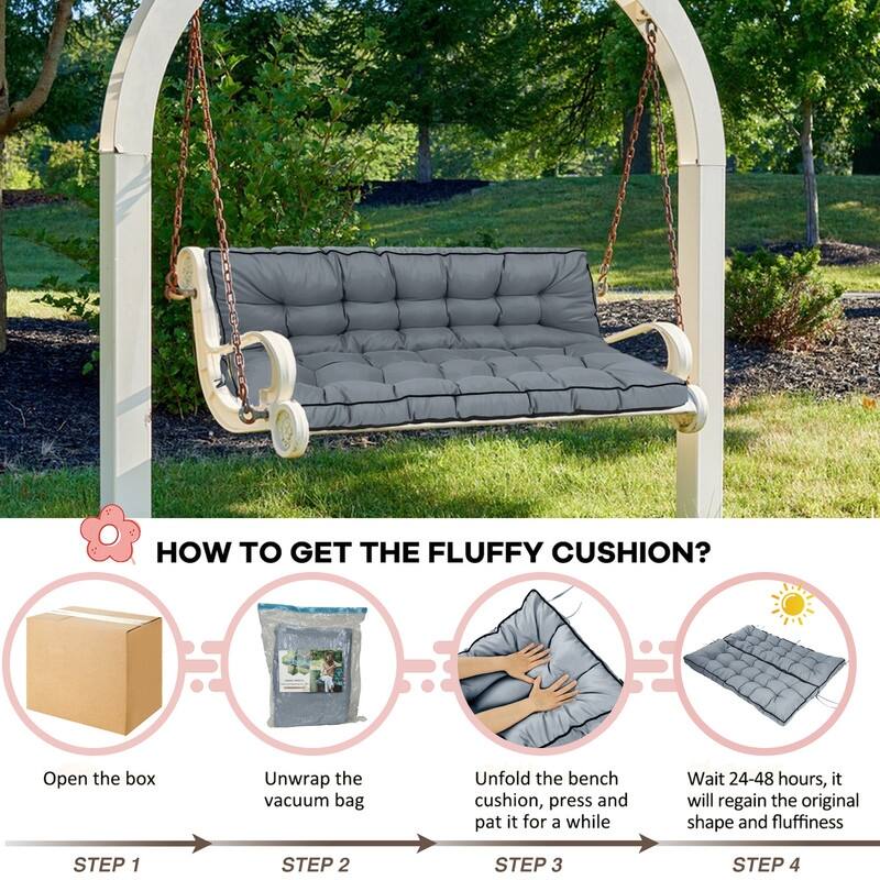Porch Swing Replacement Cushion, 55in Outdoor Bench Cushions with Backrest Thicken 4"
