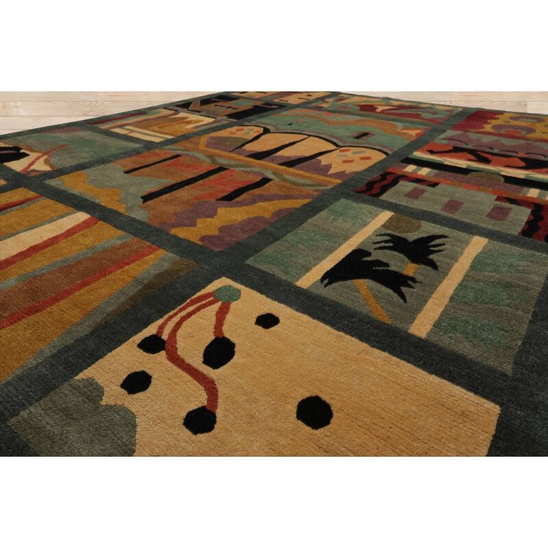 8x9'11'' Hand Knotted Wool Teal Tibetan Plush Pile Tufenkian Wash Rug - 8' x 9' 11''