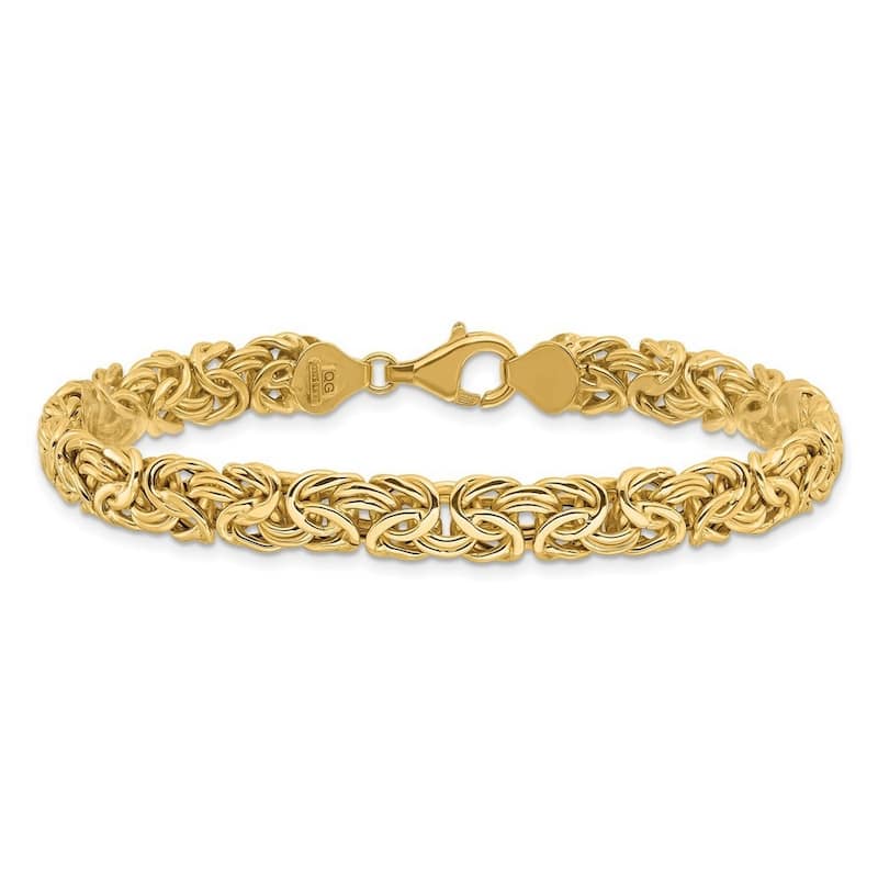 Curata 14k Yellow Gold Hollow Polished Fancy Byzantine Link Bracelet 8 Inch