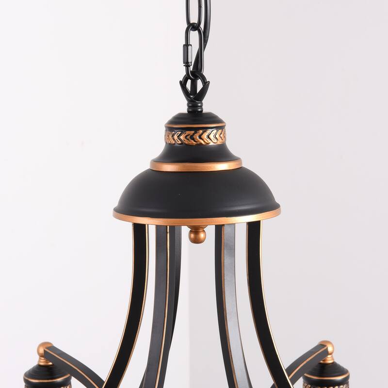 YANSUN 6-Light Oil Rubbed Bronze Farmhouse Industrial Vintage Chandelier with Frosted White Glass Shades - 30.71 in.