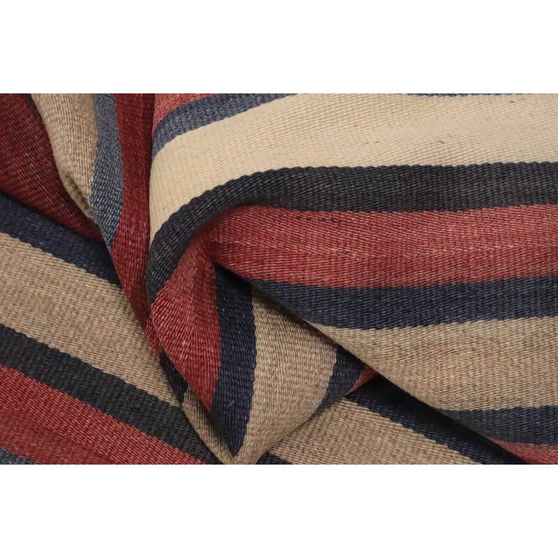 Hand Woven Oriental 100% Wool Carpet Southwestern Geometric Multi-Colored Kilim Area Rug - 8' 3'' X 4' 9''