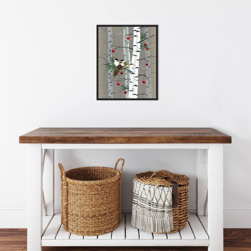 Birch Birds II by Grace Popp (16 x 20 in.), Framed Canvas Wall Art Print - Sylvie Black