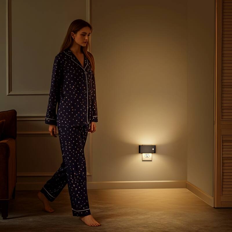 YANSUN 2 Pack - 1W Plug-in Motion Sensor Night Light, Dimmable, 3000K, Black