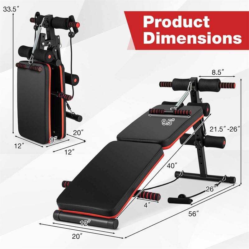 Gymax 7 in 1 Sit up Bench 7 in 1 Sit up Bench Multi-Layer Structure