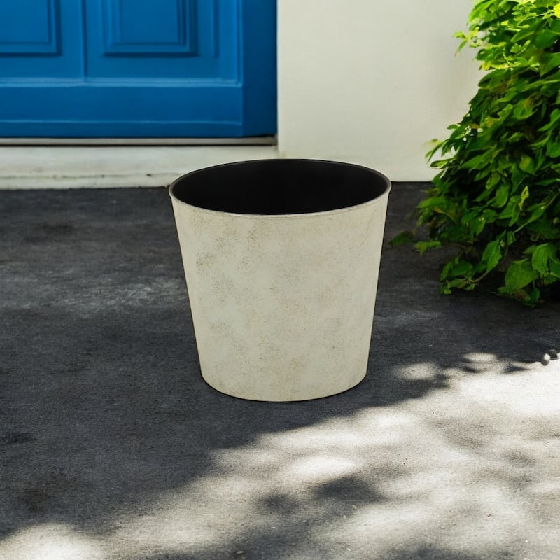 HomeRoots 9" Gray Recycled Plastic Indoor Outdoor Round Nursery Pot - Gray