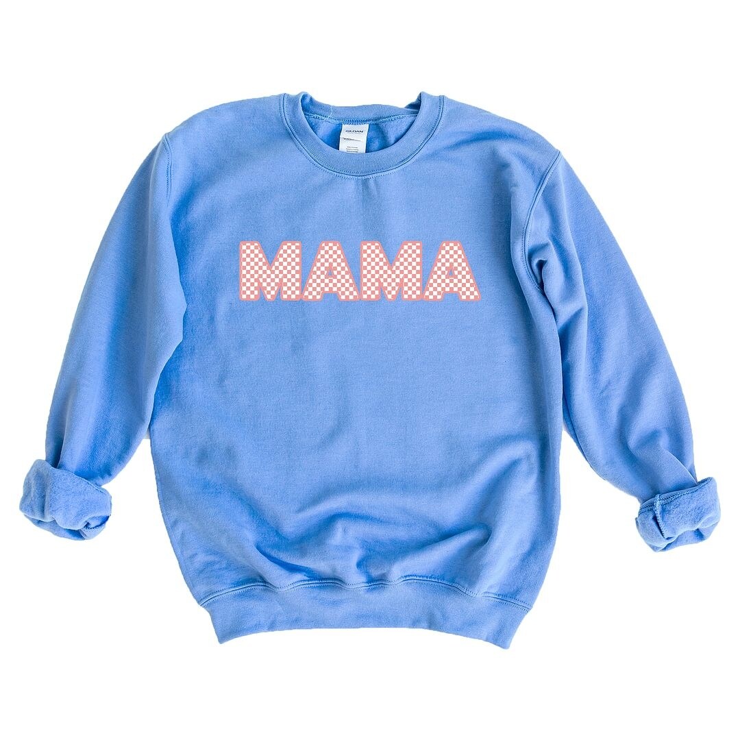 Pink Checkered Mama Graphic Sweatshirt - Bed Bath & Beyond - 41473218