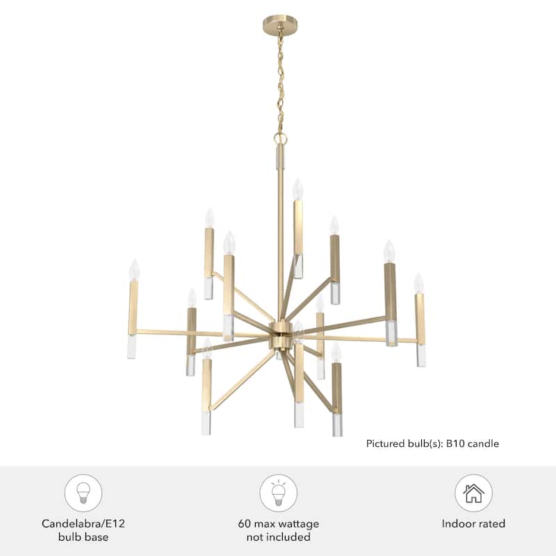 Hunter Sunjai 12-Light 3-Tier Candle Chandelier - Contemporary, Glam, Geometric