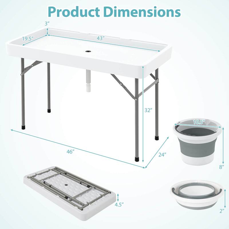 Costway 4 Foot Ice Cooler Folding Table Outdoor Portable Ice Bin Table - See Details