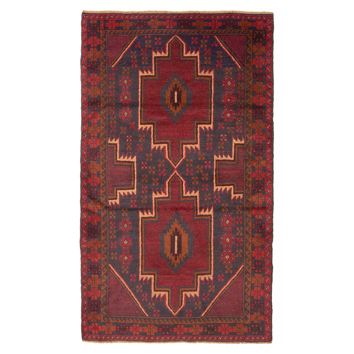 ECARPETGALLERY Hand-knotted Baluch Red Wool Rug - 3'8 x 6'7