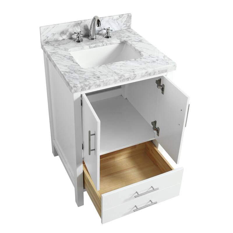 KitchenBathCollection California 24" Bathroom Vanity with Carrara Marble Top