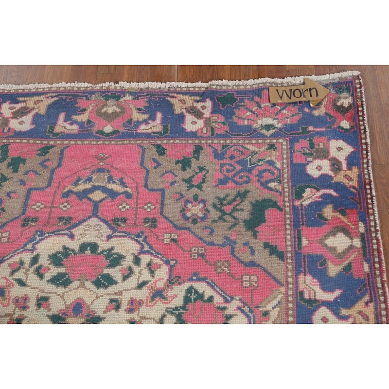 Pink Bakhtiari Persian Vintage Area Rug Hand-Knotted Wool Carpet - 4'10"x 9'6"