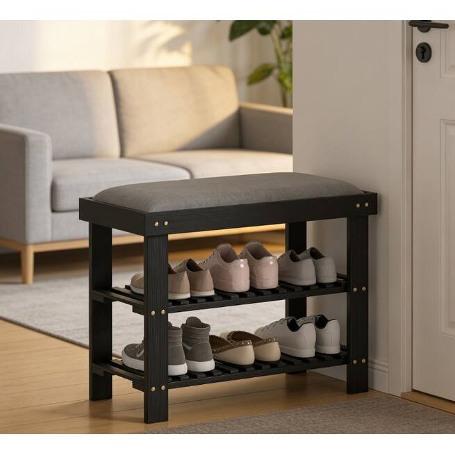 Shoe Organizer, Shoe Storage Bench, 3-Tier Entryway Bench