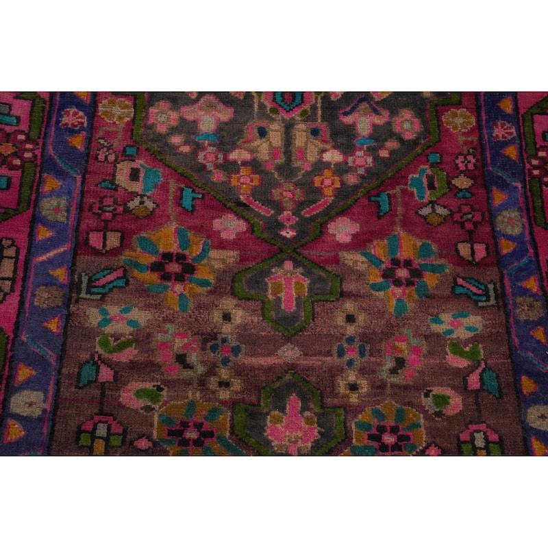 Hand Knotted Oriental 100% Wool Carpet Traditional Geometric Pink Ardebil Runner Rug - 10' 6'' X 3' 0''