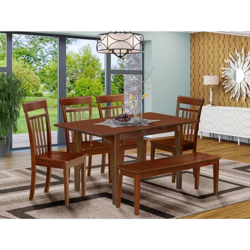 Contemporary 6 Piece Dining Set - Table, 4 Chairs & Bench - Cool Modern Design
