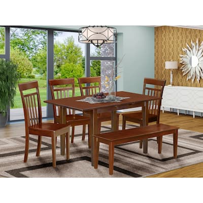 Contemporary 6 Piece Dining Set - Table, 4 Chairs & Bench - Cool Modern Design