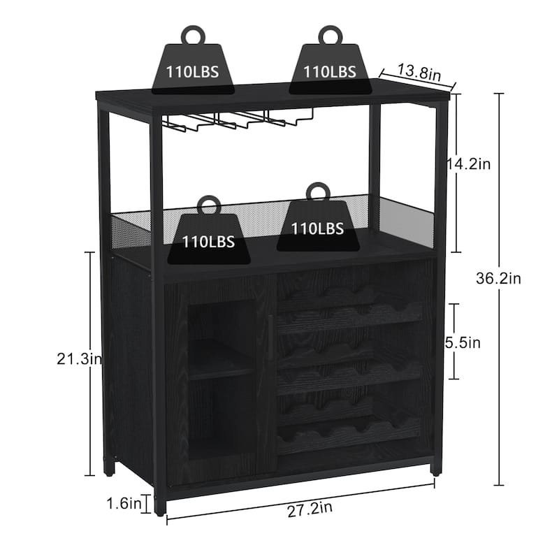 Modern Wine Bar Cabinet with Glass Holder