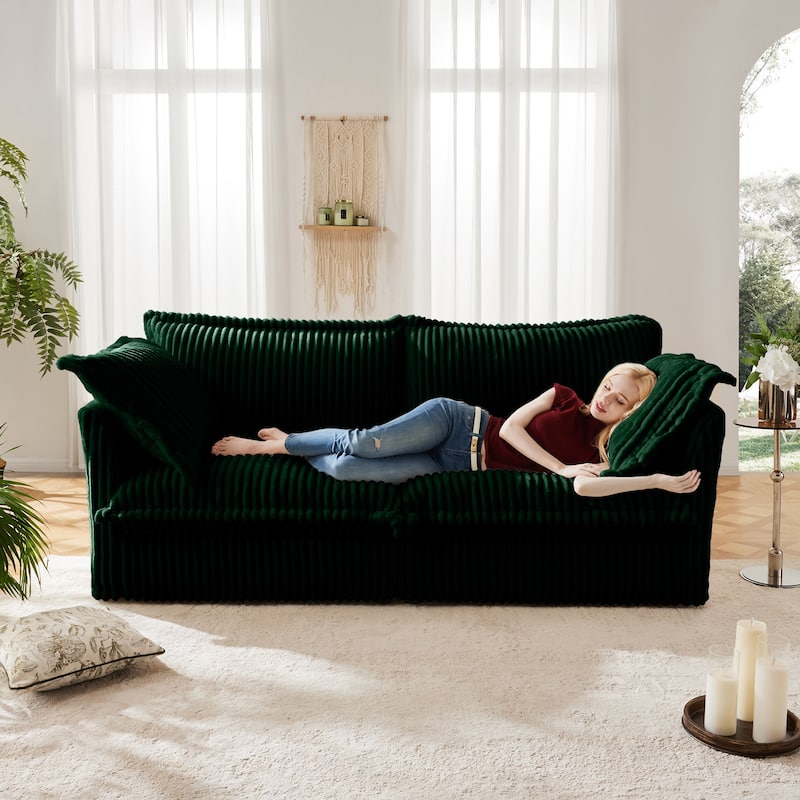Modern Cloud Loveseat Sofa, 2 Seater Deep Seat Couch for Apartment - Green
