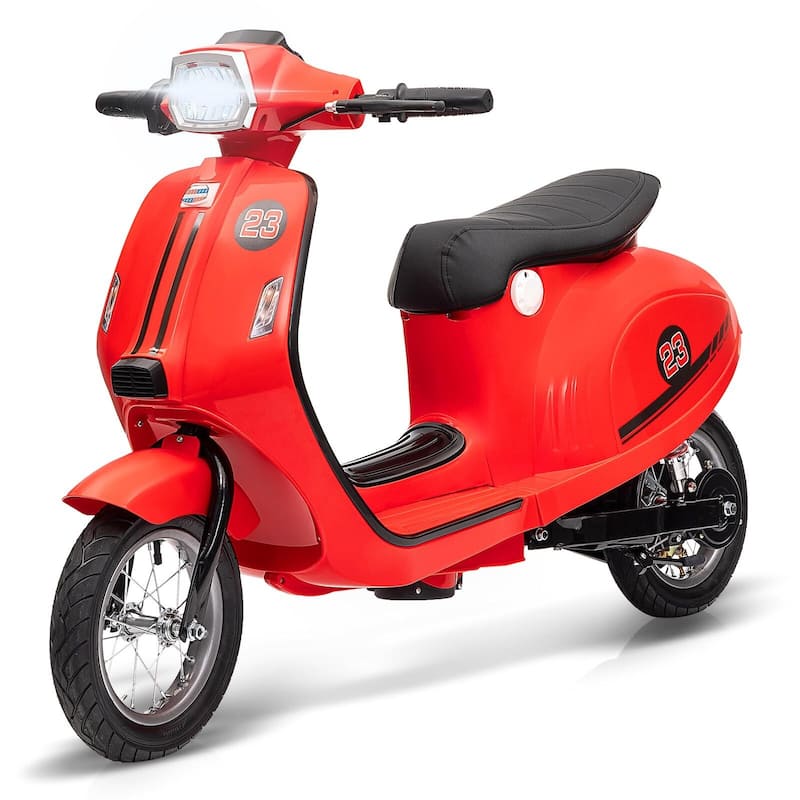 Electric Motorcycle for Big Kids, 24V 350W Kids Ride on Moped - Red