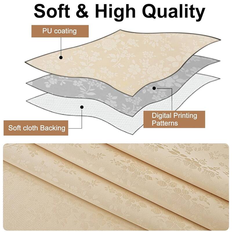 Waterproof Wipeable Vinyl Tablecloth,Rectangle Heavy Duty Table Cloth,140"L x 60"W