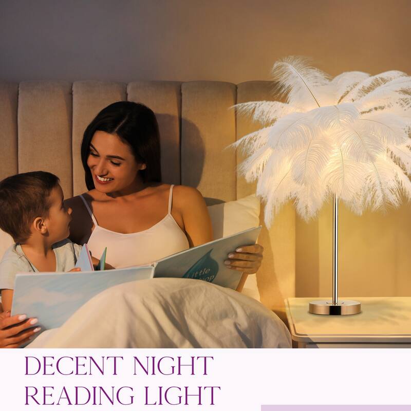 Feather Tripod Table Lamp With LED Bulbs