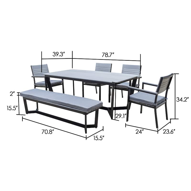 Corvus Orville 6-piece Aluminum Outdoor Dining Set with WPC Table Top