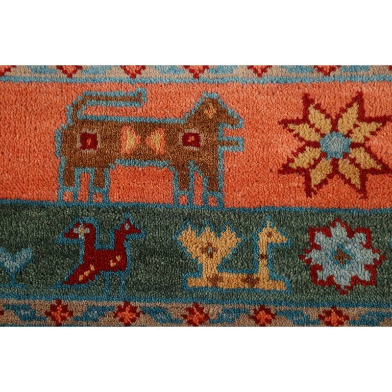 Tribal Geometric Kazak Oriental Area Rug Handmade Wool Carpet - 8'8" X 11'8"